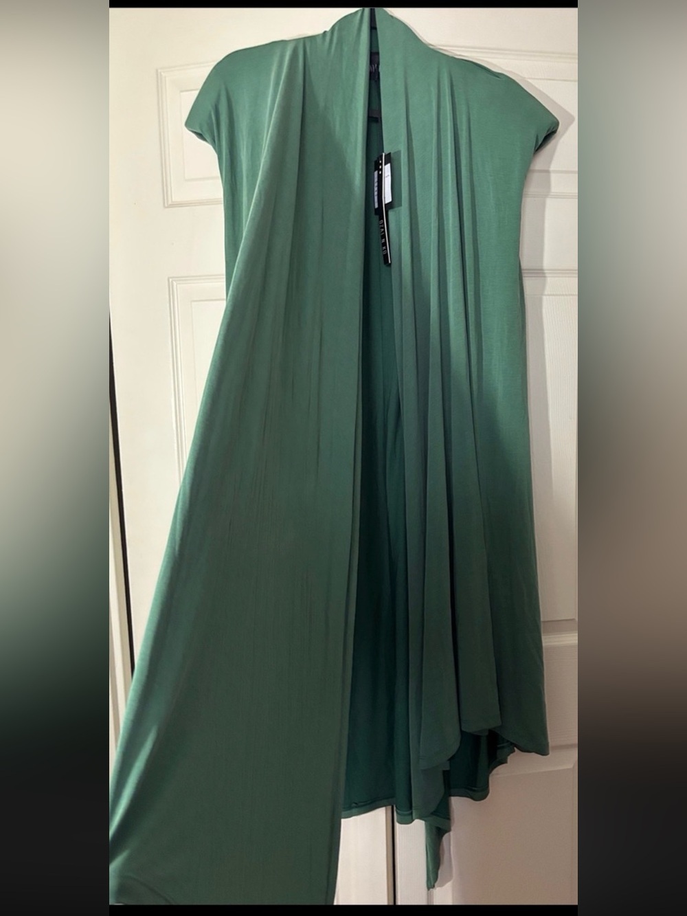 NWT Ozai N Ku Jade Green Draped Duster Dress 1
